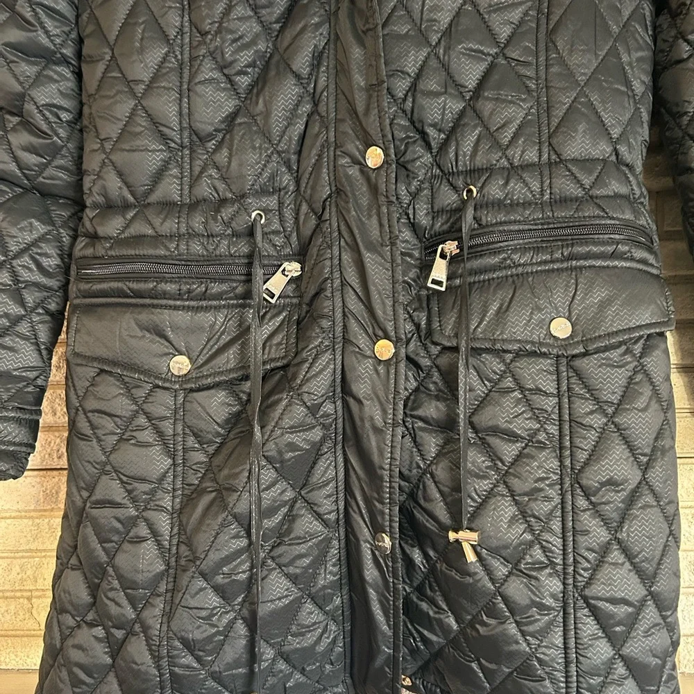 Bebe quilted black anorak puffer jacket with fur hood - Picture 9 of 11